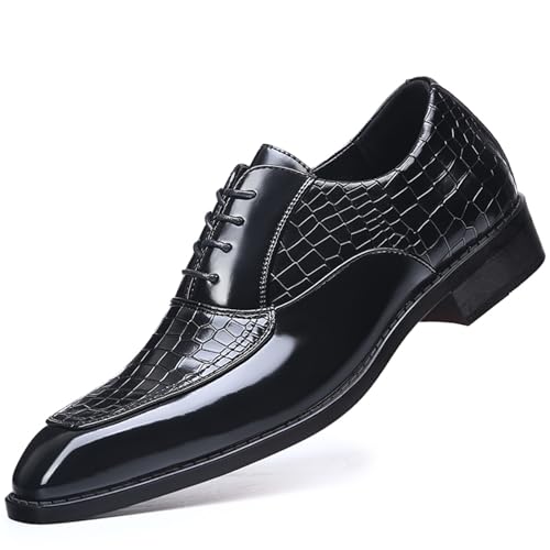 Men's Vintage Crocodile Print Dress Shoes for Men Formal Business Black