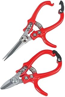Professional Spring-Loaded Pruning Shears Set, Red Handle