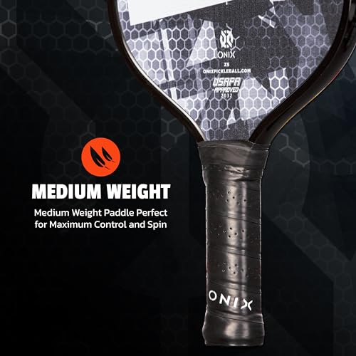 Image of Onix Graphite MOD Z5 Carbon Fiber Pickleball Paddle with Wide-Body Shape. Honeycomb Core, Graphite Face & Cushion Comfort Pickleball Paddle Grip