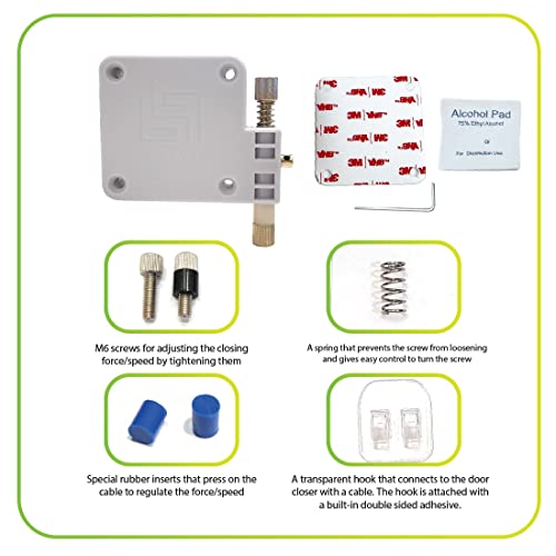 Lily’s Home Automatischer Türschließer, Schiebetürschließer, automatischer Türschließer, Sturm, Tor, stanzfrei und mit voller Kontrolle über die Schließgeschwindigkeit und Stärke. (Einzelbett, Weiß)
