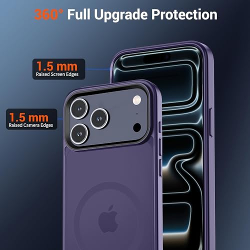 Image of iPhone 17 Pro Magsafe Hard Back Case | Matte Design & 360 Protection | Military-Grade Apple iPhone 17 Pro Cover | Strong Magnet Back - Purple