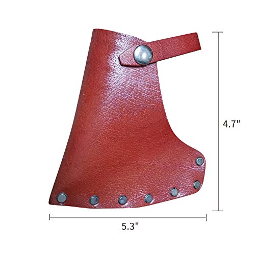 Leather Axe Head Sheath, 5.3"x4.7" Full Grained Leather Sheath Of The Axe, Axe Head Cover With Belt Loops For Better Hold Of Axe, Dark Tan Heavy Top Cover For Axe Head