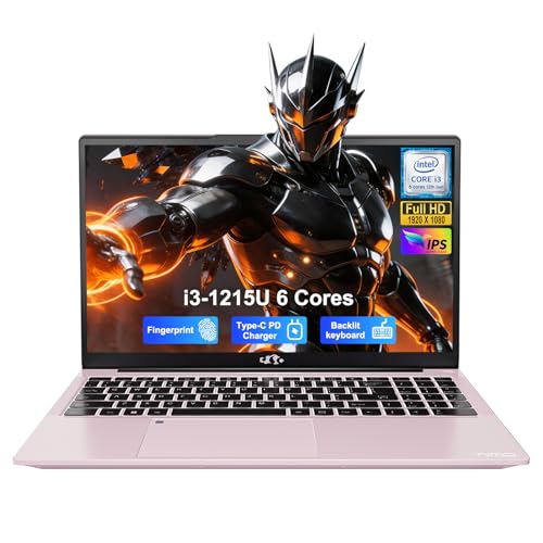 NIMO 15.6" FHD IPS Portable Laptop, Intel Core i3-1215U (Up to 4.4GHz) 8GB RAM 128GB SSD Work Computer, Backlit KB, Fingerprint, WiFi 6, 65W Type-C Fast Charge, 180° View (Renewed)