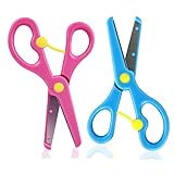 WVD 2 Pack Toddler Safety Scissors, 5 Inch Kids Scissors with Blunt Tip & Stainless Steel Blades, Soft Grip Preschool Training Scissors for Classroom, Art & Crafts, Right/Left Handed