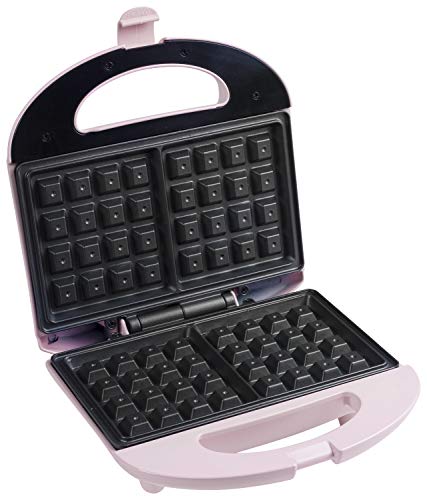 Foto von Bestron Brüsseler Waffeleisen im Retro Design, Waffelmaker für 2 belgische Waffeln, mit Antihaftbeschichtung & Backampel, 700 W, Farbe: Rosa