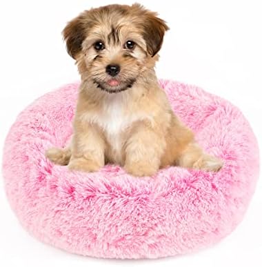NOYAL Calming Dog Bed Donut Anti Anxiety Fluffy Dog Bed for Small Medium Dog and Cat