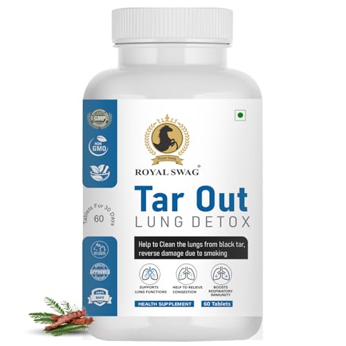 Image of Royal Swag Tar Our Lung Cleanse and Detox Tablets 60 Pcs Pack- Natural Respiratory Support Supplement Support Lung Health and Detoxification For Smokers & Non-Smokers