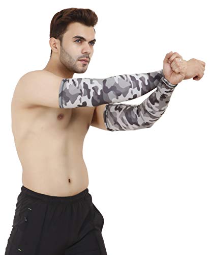 Image of NEVER LOSE Printed Arm Sleeves for Men & Women, Stretchable Breathable Compression Sports Sleeves for Gym, Cycling, Running, Driving & Outdoor Activities (Pack of 2 Pairs)