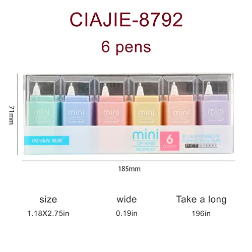 Ciajie 6 Pack Mini Correction Tape,White Correctiontape, Great For School And Home School Kids Students (Mini 6 Colors) #TOP1