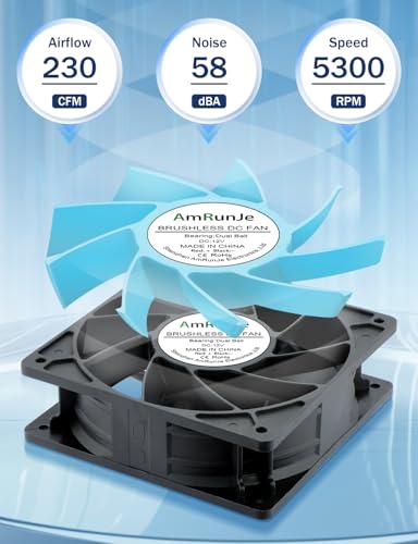 AmRunJe 120mm x 38mm PWM 4Pin Computer Fan 12v DC Dual Ball Bearing Cooling Fan for CPU Server CPU Case mid-Tower Heat-Sink Desktop - Thumbnail 3