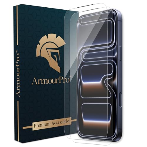 Image of ArmourPro Borderless Tempered Glass for iPhone 17 Pro Max (6.9 Inches) with Anti Dust Mesh Filter, 9H Hardness Shatterproof, Full Screen Coverage and with Installation Kit | Pack of 2