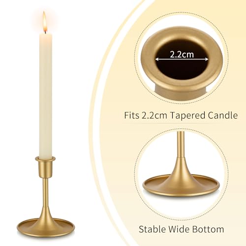 Romadedi Gold Candlestick Candle Holders For Taper: 6 Pcs Romadedi Gold Candle Stick Holder Vintage Table Centerpiece Wedding Reception Festive Christmas Mantel Decoration Home Decor thumb #5