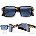 SOJOS Retro Square Polarized Sunglasses for Women Men, 70s 80s Classic Vintage Rectangle Shades SJ2345, Dark tortoise/Blue