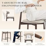 COLAMY lot de 2 tabourets beige à dossier bois photo 4
