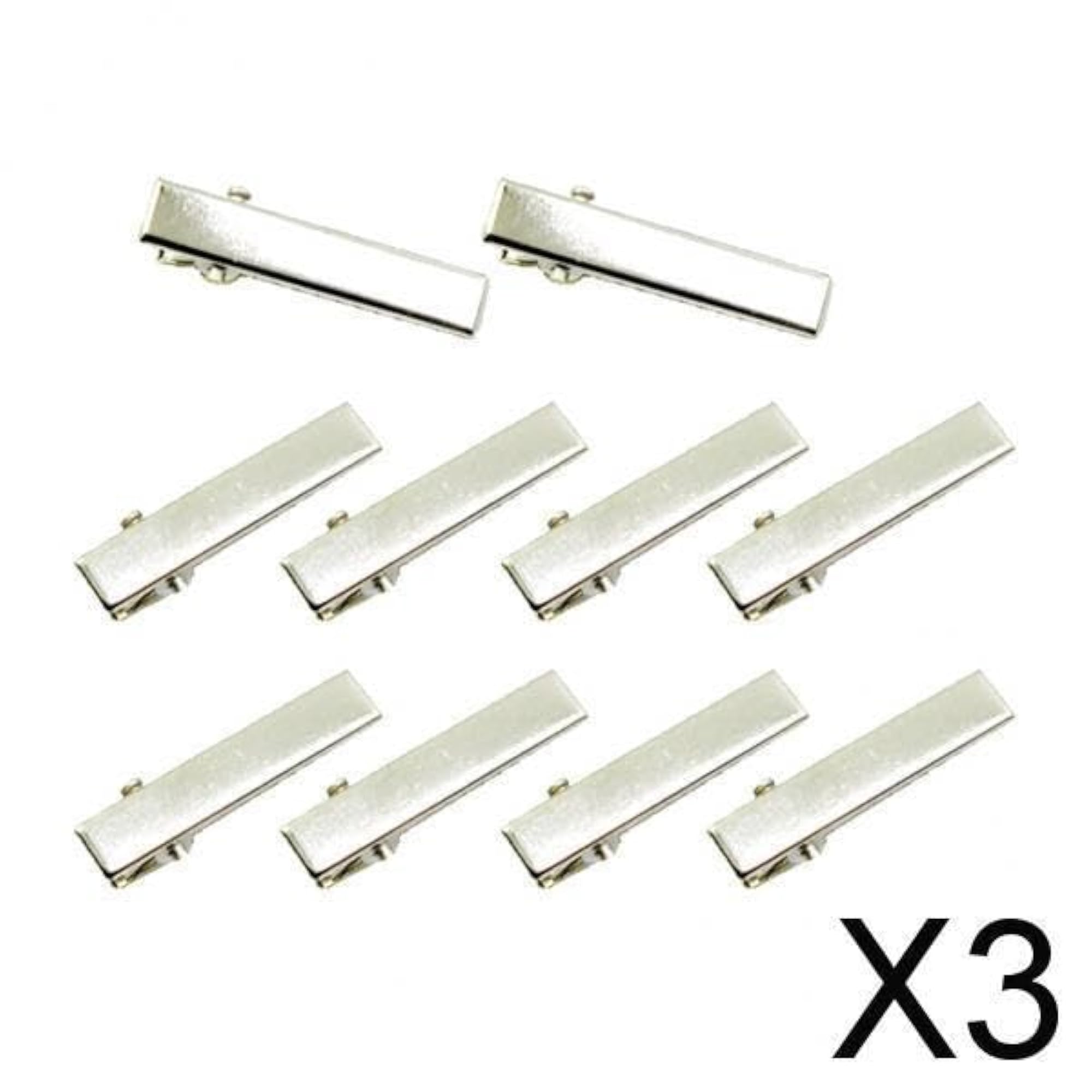 3X 10Piece Alligator Hair Clip Flat Single Prong