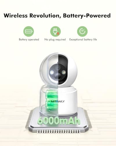Battery Operated Indoor Camera 2.5K, Home Security Camera Wireless with 6000mAh Rechargeable Battery, Dual-Band WiFi 2.4/5G, 360° PTZ, Color Night Vision, Pet Camera with PIR Motion Detection - Image 3