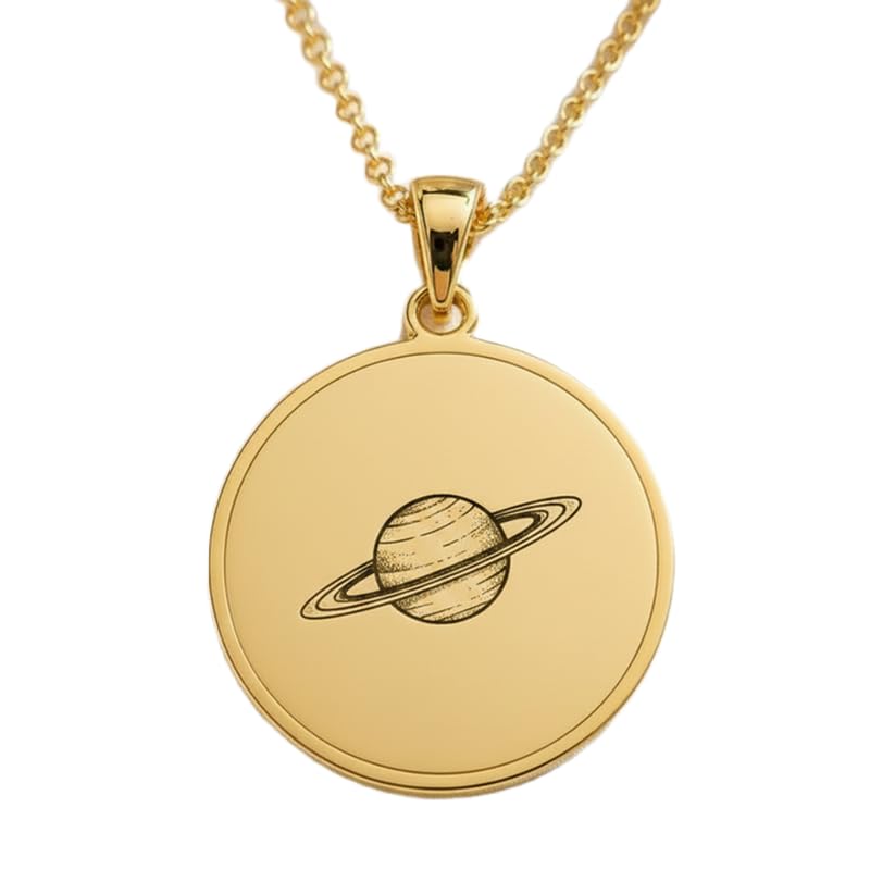 Collier planète argent 925 plaqué or avec chaîne 45 cm bijou mixte WWS_EGP_00677