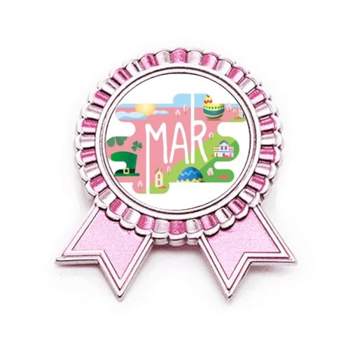 Broche rose Mars en métal taille M pour vêtement