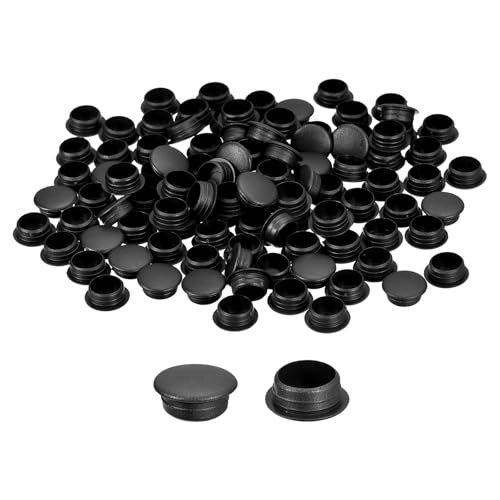 Image of uxcell 300Pcs Screw Hole Plugs, 12mm(1 /2 inch) Dia Plastic Round Button Plugs Snap in Locking Hole Covers Flush Type Caps for Furniture Cabinet, Black