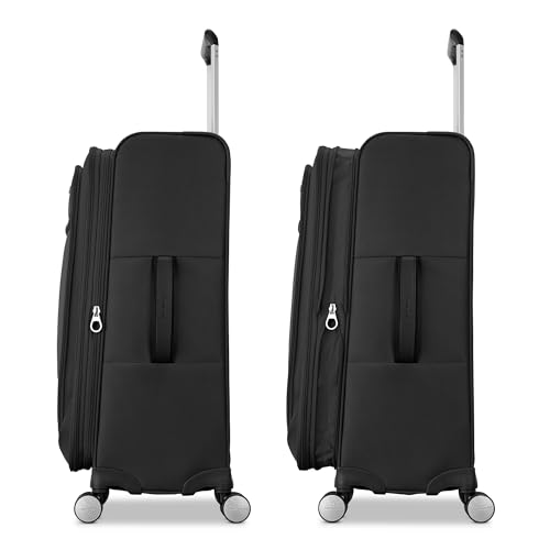 Image of Samsonite 2-PC Soft-Sided 21 /29 inch (Carry-On & Large Checked), Lightweight Expandable Element Luggage Set with 2 Front & 1 Side Pocket, Four Spinner Wheels, Adjustable Handle, Durable- Black
