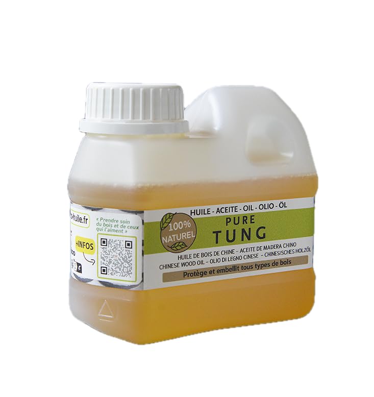 (Sol-éco) Huile Pure Tung | Protection et entretien du bois intérieur/extérieur | Meubles de jardin, plan de travail, terrasse, cuisine, planches à...
