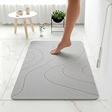 VERADGROUP® Alfombra Diatomita Baño Antideslizante | Alfombra baño diatomita Ducha Secado Rápido | Alfombra Cocina y Baño Premium | Bath Mat de Piedra Natural (Gris Piedra Elegante)