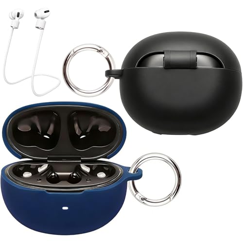 easyBee�P�[�X QCY MeloBuds N70�C���z���[�d�J�o�[�Ή� 2�� �L�[�`�F�[�������h�~�X�g���b�v �\�t�g���L�b�h�V���R�� �����^�ϏՌ��ی�L�b�g - �u���b�N�ƃu���[