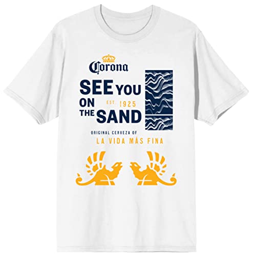 Corona See You On The Sand Mens White T-Shirt-Medium