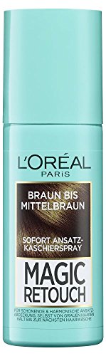 L'Oréal Paris Magic Retouch Espray de ocultación de raíces para transiciones graduales y naturales, oculta las raíces hasta el siguiente lavado, castaño a castaño medio, 1 x 75 ml