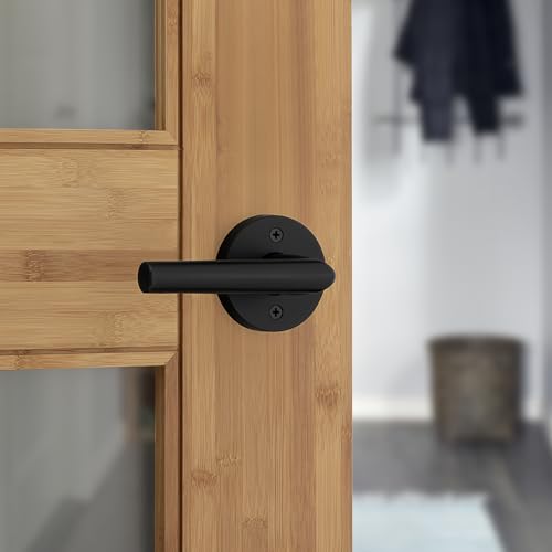 Kwikset Milan Interior Passage Door Handle, Lever For Closet and Hallway Doors, Reversible Non-Locking Handle Lever, Matte Black - Image 4