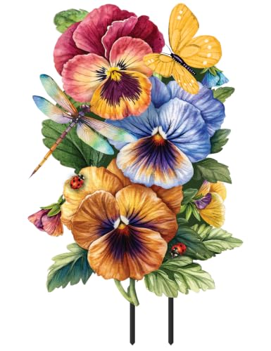 Briarwood Lane Spring Metal Art 27x15 Pansy Trio for Spring Metal Art