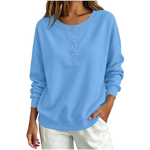T-shirt manches longues boutonné femme col rond basique automne