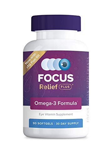 Focus Relief Plus Dry Eye Formula (90 ct. 30 Day Supply) Dry Eye Omega 3 Supplement - Dry Eye Relief Supplement -Omega 3 Fish Oil for Dry Eye