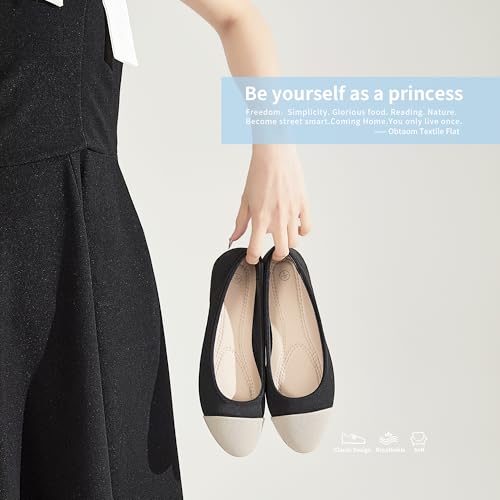 Image of Obtaom Round Toe Women Flat Shoes Slip on Girls Dress Black Ballet Flats