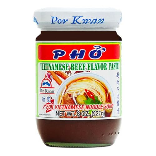 Por Kwan Authentic Thai & Vietnamese Cooking Pastes | Condiments, Sauces & Seasoning | For Rice Noodle, Soup, Marination | Enhance Food Flavours (PHO Vietnamese Beef Flavour Paste 227g)