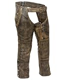 Motorcycle Distressed Brown Mens Leather Riding Biker Chaps (6XL)
