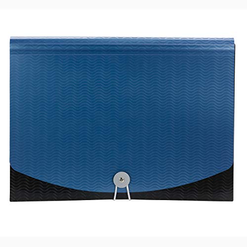 Smead Poly Expanding File, 6 Dividers, Flap And Cord Closure, Letter Size, Wave Pattern Blue/Black (70872) #TOP1