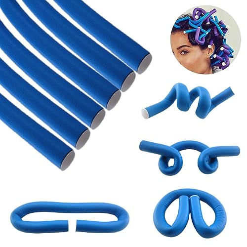10 Pieces Flexible Soft Foam Curling Iron for Natural Hair, Short Medium and Long Straight Hair, Blue (0.31in x 9.4in)
