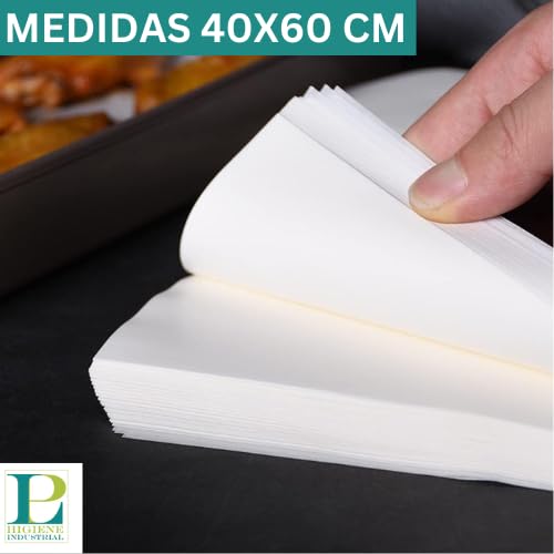 Papel de Horno Siliconado Profesional - Precortado 40CMX60CM - Hojas de Papel de Horno Antiadherente Desechable - Ideal para Horno, Freidora de Aire y Microondas