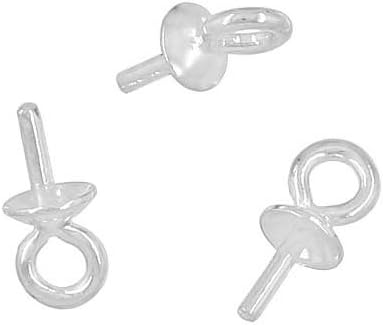 10PC Sterling Silver Eye Pin Pendant Bail Charm Connector with 5mm Pearl Cup