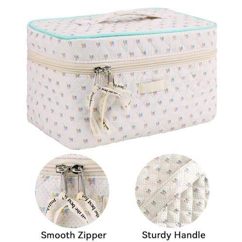 3PCS Makeup Bag Cosmetic Bag for Women,Cotton Large Travel Makeup Organizer Bag,Toiletry Bag for Women for Toiletries Accessories Brushes3