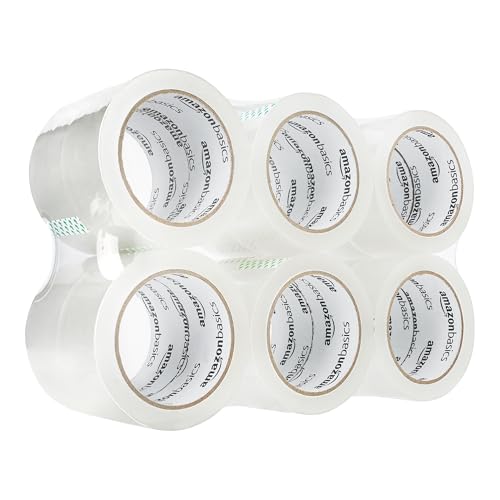 amazon basics strong plastic adhesive packaging tape for shipping moving and storage clear low odor 188 in x 546 yds 12-pack
