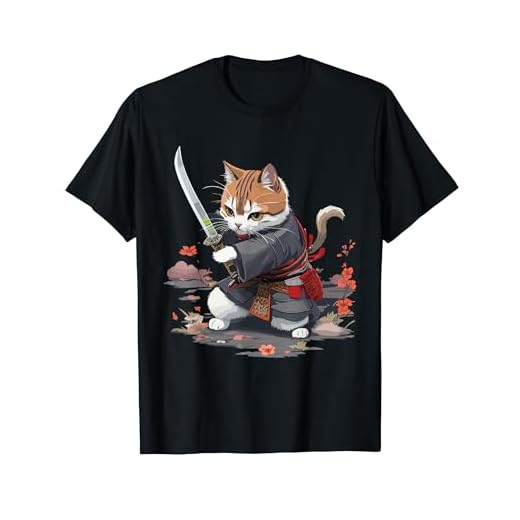 レトロな日本の侍猫グラフィック - 猫愛好家 Tシャツ