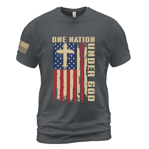 One Nation Under God T-Shirt America Flag Tee Patriotic Christian Men and Women