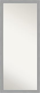 Amanti Art Non-Beveled Full Length Mirror (63.38 x 27.38 in.), Brushed Nickel Frame - Floor Mirror, Full Body Mirror - Silver