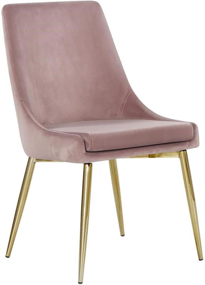 Meridian Furniture Karina Collection Modern | Contemporary Velvet Upholstered Dining Chair with Sturdy Metal Legs, Set of 2, 19.5" W x 21.5" D x 33.5" H, Pink