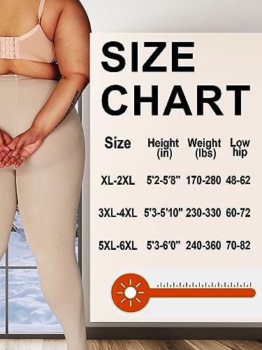 Image of HONENNA Queen Plus Size Fleece Lined Tights, 11+ Colors Thermal Warm Winter Tights for Women, Medias Termicas Mujer Invierno