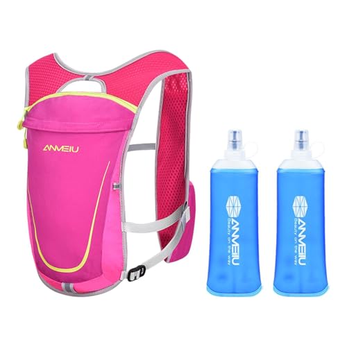 RNXRZANK Running Vest with Water Bladders and Multiple Storage for Outdoor Activities, Rose Red