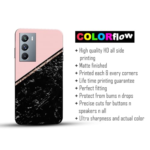 Image of COLORflow Back Cover Compatible with iQOO 9 SE 5G | Beautiful Black Pink Marble | Designer Printed Hard CASE Bumper Back Cover Compatible with iQOO 9 SE 5G