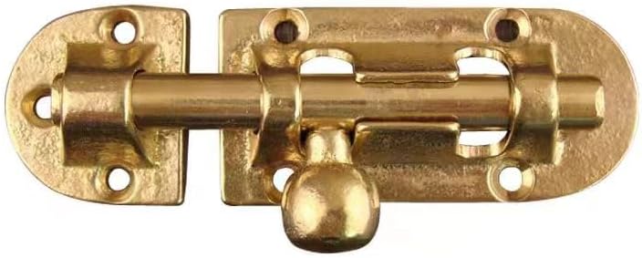 Door Lock Bolt,1pcs Pure Copper Locks Slide Gate Latch with Padlock Hole(Brass)
